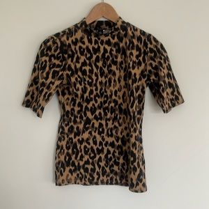 Halogen Cheetah Mock Neck Top